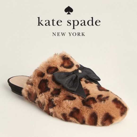 kate spade Shoes - Kate Spade Leopard Jocelyn Faux Fur Slippers